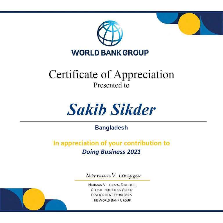 DB certificate awarded to Sakib Sikder